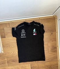 Mercedes AMG Petronas F1 Black Short Sleeve Big Logo T-Shirt Size S