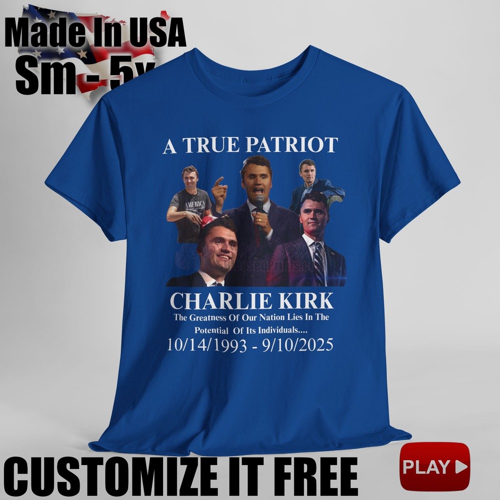 Charlie Kirk A True Patriot 10/14/1993 to 9/10/2025 T-Shirt Charlie Kirk V1.0