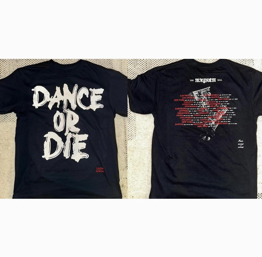 2 side Lady Gaga Mayhem Ball Tour 2026 black color T-Shirt VK10775