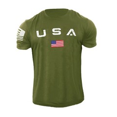 New Men’s Casual USA Flag T Shirt American Patriotic 100% Cotton Plus Size L-6XL