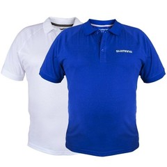 SHIMANO Short Sleeve Polo Shirt Blue Cotton 100% Fishing Sport Surf Casting