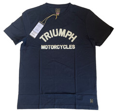 Triumph Motorcycles T-Shirt Mens Large Burnham Jet Black Spellout Logo Cotton