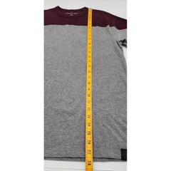 American Eagle T-Shirt Mens Small Burgundy Grey Colorblock Crew Neck EXC