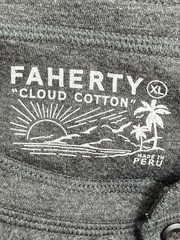 Faherty Men’s Size XL Long-Sleeve Cloud Henley Charcoal Heather Tee Cotton Modal