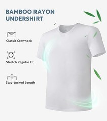 Men’s Bamboo Rayon Crewneck Tees, Moisture-Wicking, Undershirts – 5 Pack