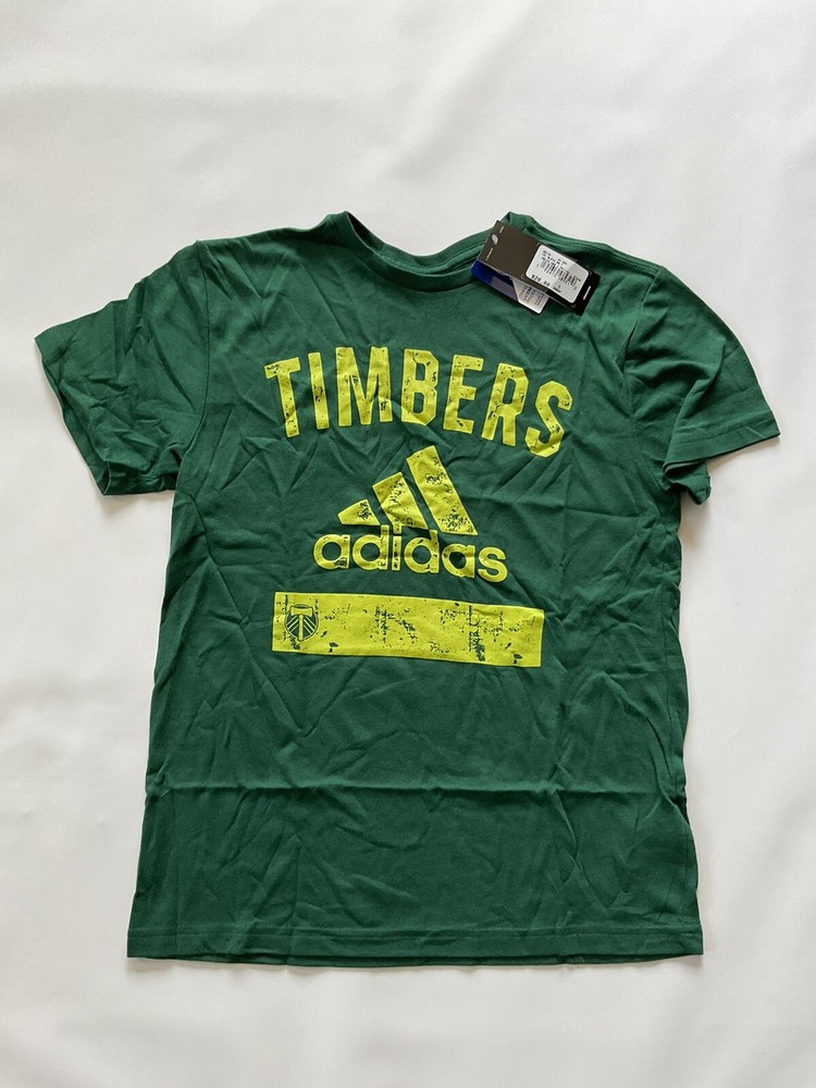 $28 Adidas Men’s MLS Timbers Short Sleeves T-Shirt Slim Fit In Dark Green Size S