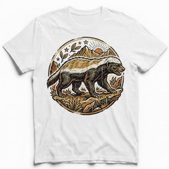 Honey Badger Fearless Wild Animal Mountain Vintage Badge t-shirt Nature Tee