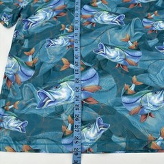 Reel Legends Shirt Mens Medium Aqua Reel Tec Performance Snook Fishing AOP