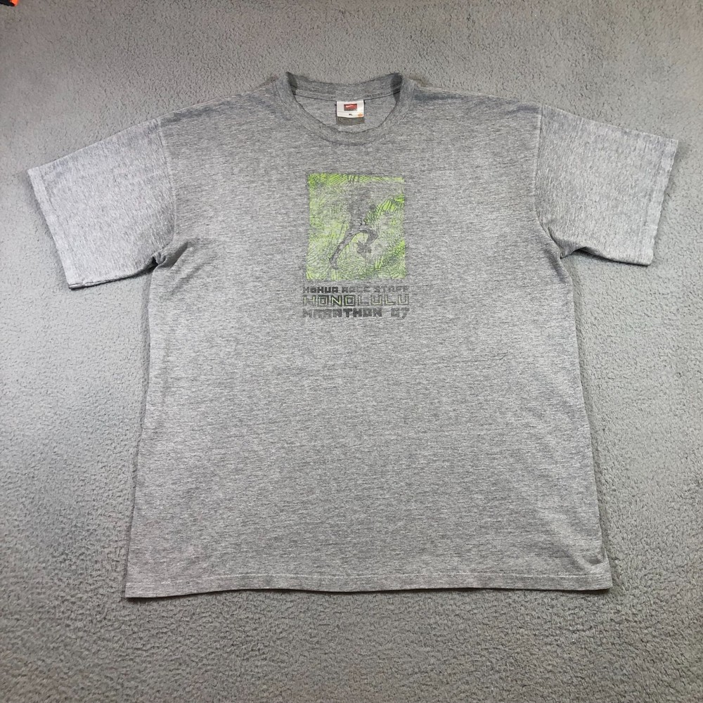 Nike T shirt mens XL Gray Hokua Race Staff Honolulu Marathon 07