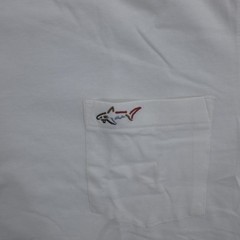 Greg Norman Mens Shirt Medium White Short Sleeve Cotton Pocket Shark Logo New