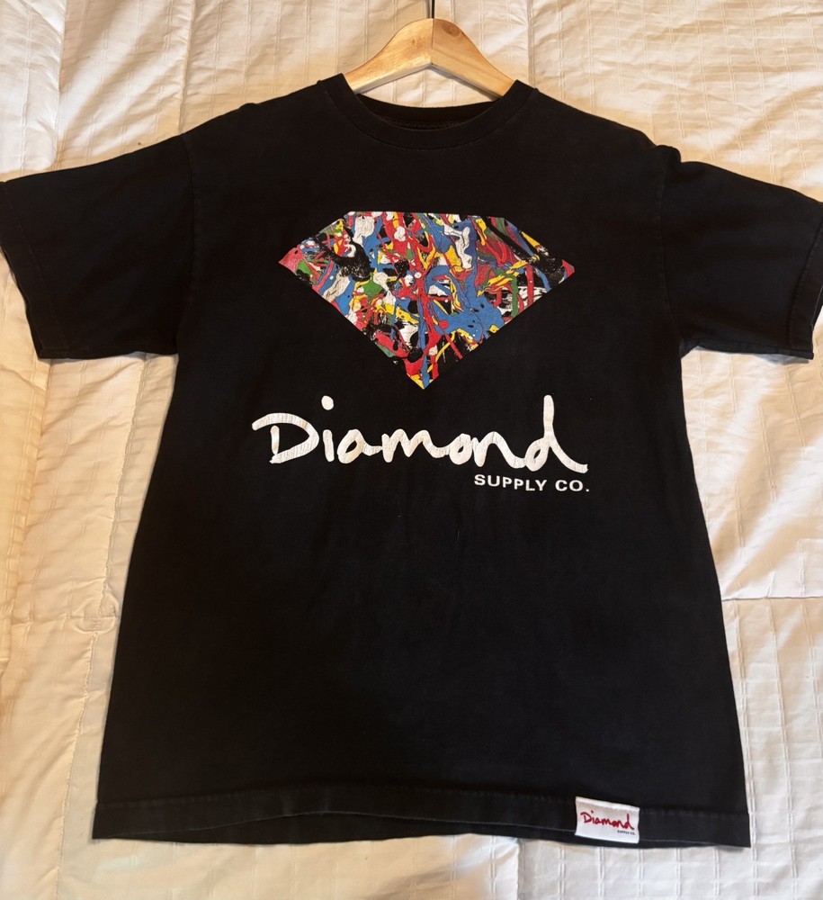 Vintage Diamond Supply Co Paint Splatter Logo TShirt Mens Medium USA Streetwear