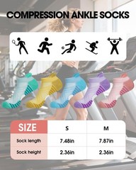 5 Pairs Womens Ankle Running Socks, Athletic Cushioned Low Cut Tab Cotton Cas…