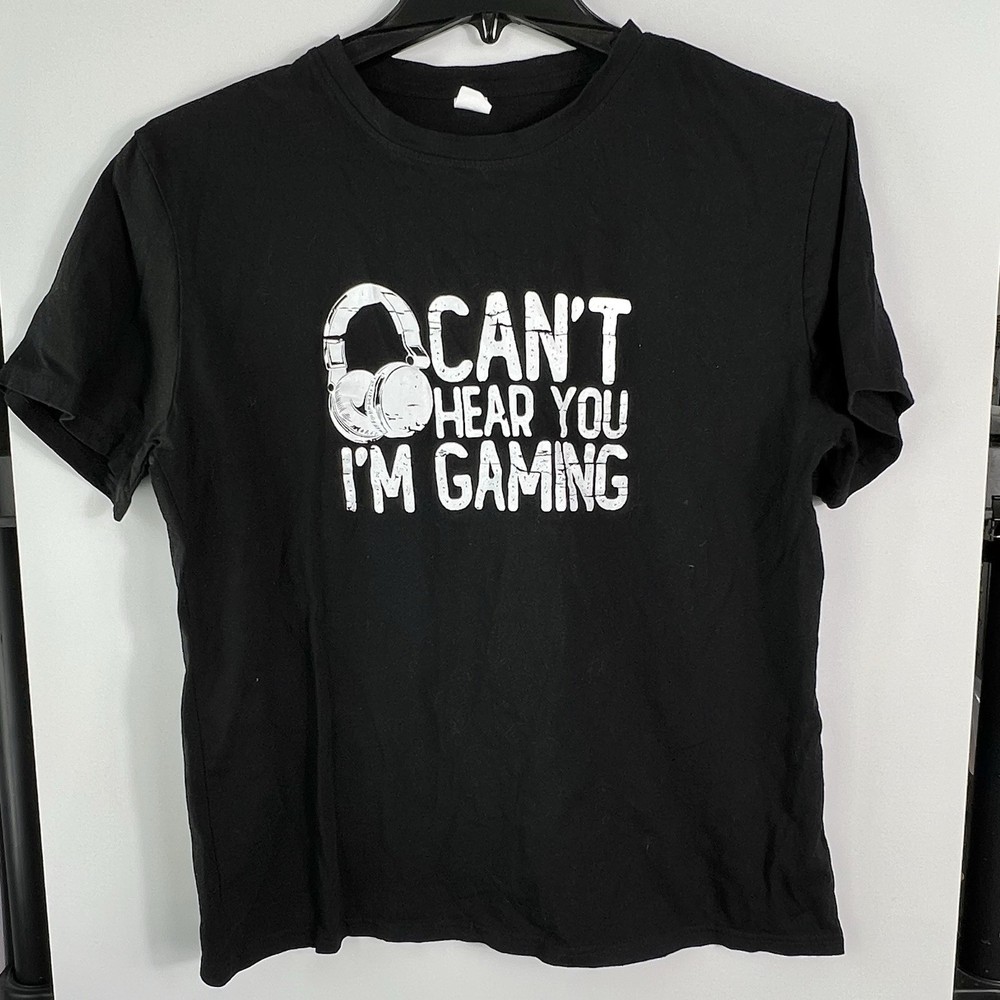 Fashion Trend Unisex LARGE SHORT “I Can’t Hear You I’m Gaming” Graphic T Shirt