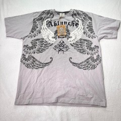 Aflanche Wing Graphic T-Shirt Mens 3XL Gray NWT Embroidered Y2K Streetwear
