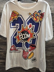Mens Hipster Hip Hop Boom 23 Graphic Print T-Shirt Khaki, XLPizza Street Wear