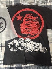 HELLSTAR Men’s Black Skull Graphic Logo T-Shirt Red Circle Cotton Jersey M