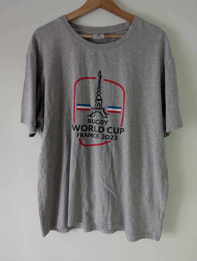 Rugby World Cup Official France 2023 Men’s Cotton Grey T-shirts Size XL