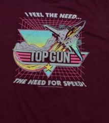 Top Gun Mens I Feel The Need…The Need For Speed! Burgandy Shirt New Large