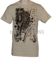 1-MENS WEAR-CHINESE TIGER-WRITING WILD ZOO BIG GEAR CAT GRAPHIC PRINTED T-SHIRT
