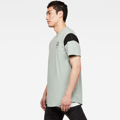Men’s G-Star Raw Sport Panel Originals Logo GR T-Shirt Contrast Pistache Sea Tee