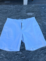 Vintage White Cotton Mid-Thigh Shorts Unisex Casual