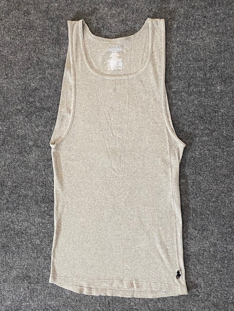 Polo Ralph Lauren Tank Top Men XL Ribbed 100% Cotton Classic Fit Gray Sleeveless