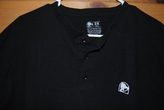 Taco Bell Employee Henley Collar Shirt- Black- Graphics on Both Sides- XXL