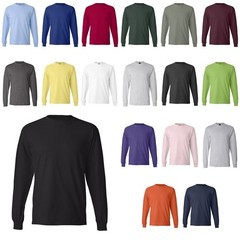 Hanes 5286 Long Sleeve cotton T-Shirt ( 6 Pack) assorted color pack