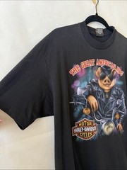 Vintage 1991 Harley Davidson 3D Emblem Great American Hog Tee Sz XL Las Vegas