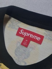 Supreme Ringer Crew Neck T Shirt Yellow Black Cat Fireworks Logo S/S Top M SS24