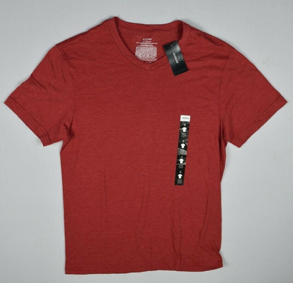 ALFANI Men’s Red Short Sleeve V-Neck Shirt Size S New MCY2-19