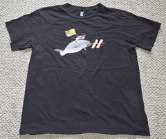 Windows Doja Cat riding a Narwhale with bacon!! Large t-shirt