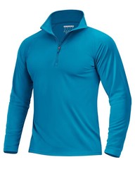 Mens UPF50+ Long Sleeve T-Shirts 1/4 Zip Up Quick Drying Sun Shirts Fishing Tops