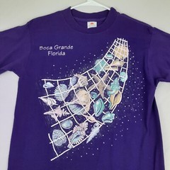 Vintage Boca Raton Florida Shirt Adult Medium Purple Seashells Net Single Stitch