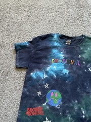 Broken Promises Emotional Graphic Logo Tie-Dye Tee Crew Neck Short Sleeve S