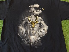 Y2K 2009 King POPEYE Gangsta Bling Tattoo Streetwear Vintage T-Shirt – Size XL