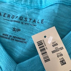 NEW Aeropostale California T-Shirt Sz S NWT V-Neck Turquoise Applique Embr.