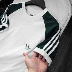 ADIDAS ORIGINALS 3-STRIPES CALIFORNIA Retro Trefoil TEE SHIRT ~ GREEN WHITE