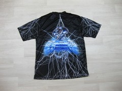 Vintage Y2K No Boundaries AOP Sheer Satin T Shirt Men’s (L) Car Cobra Lightening