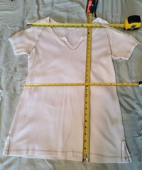 EUC Dockers Ribbed V-Neck Cream Distressed Cotton/Linen Split Hem Top L/XL
