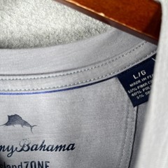 Tommy Bahama T SHirt Island ZOne UPF 50+ Light Gray Beach Casual Mens Large