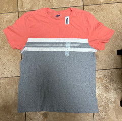 Old Navy Men’s Gray stripe Shirt Soft Wash Cotton new tee t-shirt Size Large L
