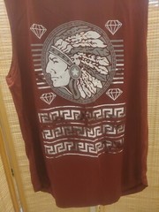 Launder Mens Shirt Size XL Red White Indian Diamonds Hooded Pull On Sleeveless