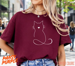 Unisex Minimalist Cat Heart T SHIRT,T shirt women,T shirt men,T shirt vintage