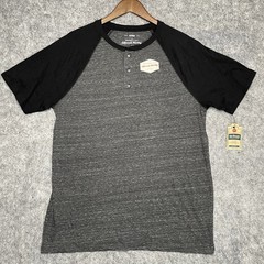 Urban Pipeline NWT Ultimate Henley Short Sleeve Baseball Gray Black Mens L Soft