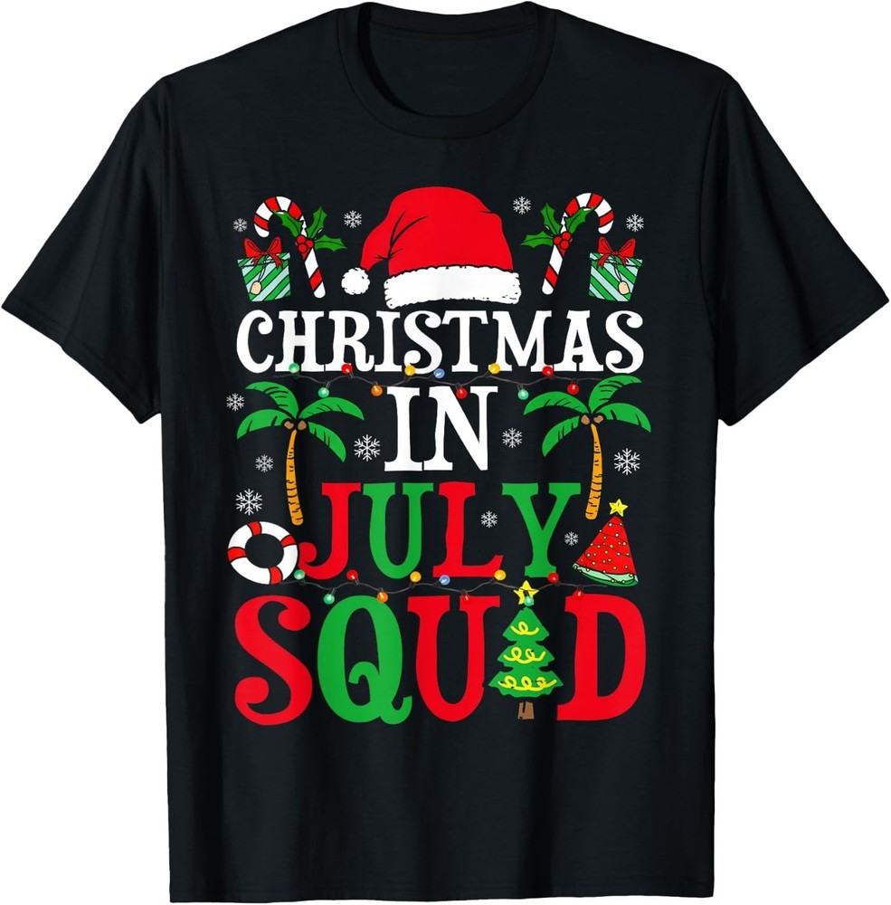 Christmas in July Squad Family Group Matching Beach Summer T-Shirt
