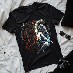 Baphomet Occult Goat Shirt | Esoteric Duality Symbol Tee | Gothic Ritual Graphic
