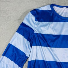 Striped Light Weight Long Sleeve Shirt Mens Sz M Blue White Crew Neck Polyester