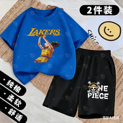 One Piece Anime Character Lakers Basketball Jersey Kids T-Shirt Set, Cool Sports