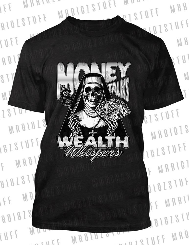 Skull Money Wealth Whispers Tee Shirt To Match J1 High Satin Shadow Sneaker